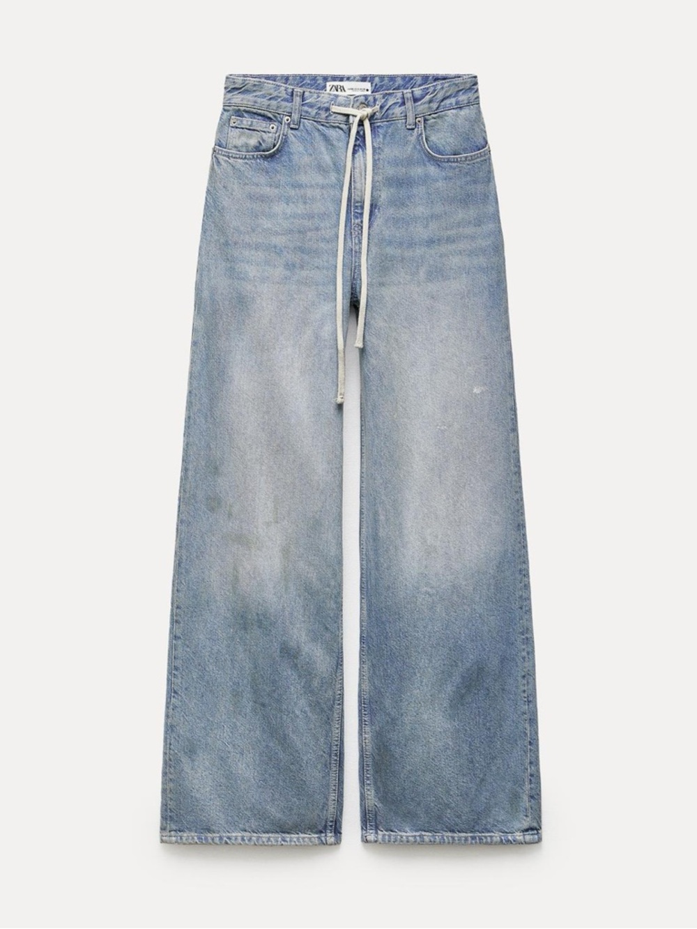 NWOT Zara Mid-Rise Wide Leg Drawstring Jeans